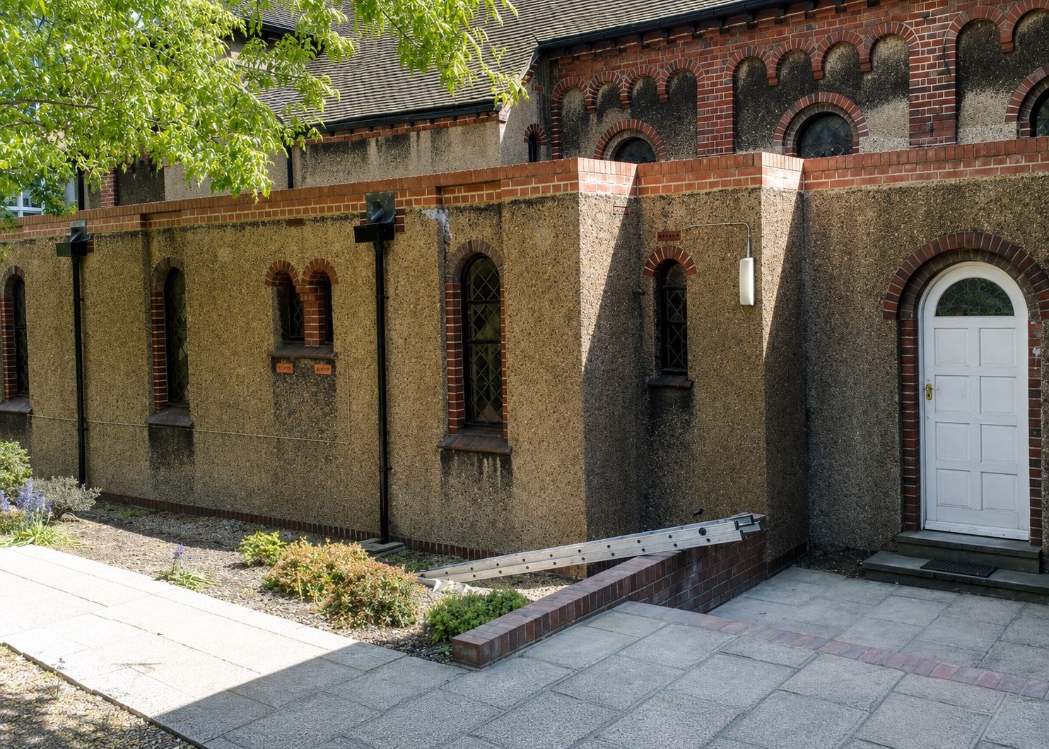 Detailed brick arches and masonry on a traditional building